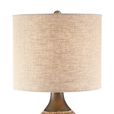 Mid-Century Modern Brown Ceramic Table Lamp with Oatmeal Shade