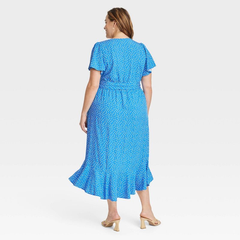 Women's Flutter Short Sleeve Midi Wrap Dress - Ava & Viv™, 3 of 5