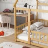 Full Size Wooden House Floor Bed with Roof Frame and Safety Guardrails for Kids Bedroom - 4 of 4