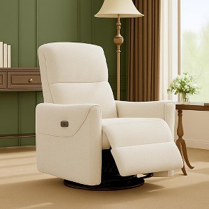 Power Swivel Glider Recliner Chair, Linen, Electric Rocker with USB Port, Lumbar Support, for Living Room, Bedroom, Nursery - 1 of 4