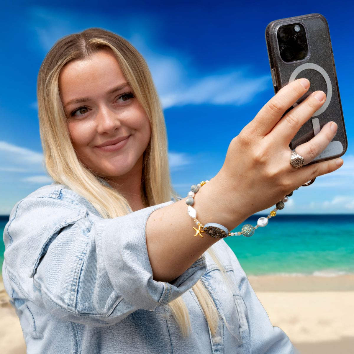 Pavilion Gift Company - Beach - Beaded Hands-Free Wrist Strap - Cell Phone Accessories - thumbnail 2