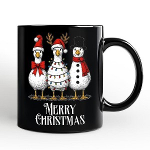 Vintage Christmas Silly Goose Personalized Mug, Snowman Spoof Winter Gift with Custom Name Black 12oz - 1 of 4