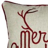 Whisen Embroidered Christmas Throw Pillow, 14x20" Velvet Lumbar Cushion with Green Holiday Accents - 2 of 4