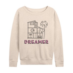 Women's - Barbie - Dreamer Lightweight French Terry Wide Neck Long Sleeve Shirt - 1 of 4