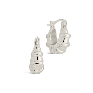 SHINE by Sterling Forever Abigail Ribbed Micro Hoop Earring - 1 of 4