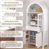 Airsurfer 71" Fluted Tall Arched Pantry Cabinet with Glass Doors, Adjustable Shelves & Hidden Drawer – Elegant Storage for Kitchen, Dining Room - 3 of 4
