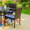 5pc Patio Dining Set with Square Metal Table & 4 PE Rattan Chairs - Captiva Designs: Weather-Resistant, Umbrella Hole - 3 of 4