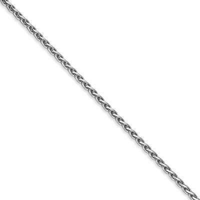 Black Bow Jewelry 1.9mm, 14k White Gold, Solid D/C Round Wheat Chain Necklace