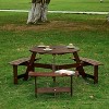 NicBex Outdoor Dining Table Set Round Picnic Table with Umbrella Hole & Built-in Benches,Patio Table Set for Garden, Backyard, Porch - 2 of 4