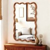 SEVOBAL Decorative Wall Mirrors Yellowish Brown 24"x36" Wavy Rectangle Solid Wood Frame Decorative Mirror, Brown, 24"*1.18"*36" - 4 of 4