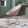 Roundhill Furniture Slatina Silky Velvet Upholstered Accent Chair, Pink with Gold Tone Finished Base - 2 of 4