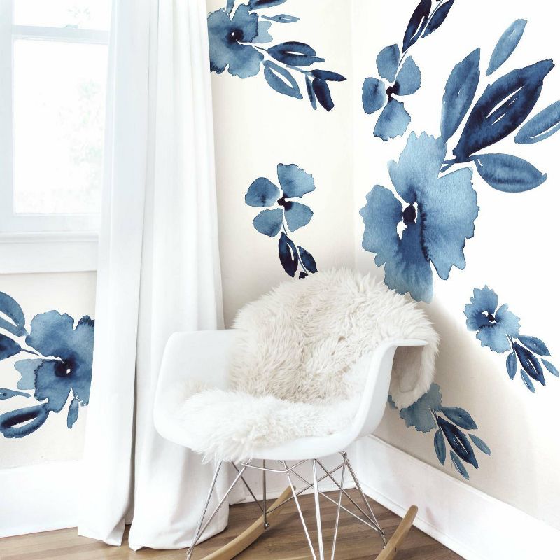 Clara Jean April Showers Flowers Peel and Stick Giant Wall Decal Blue - RoomMates, 3 of 6