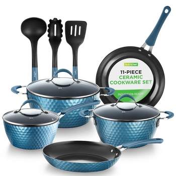 NutriChef 11 - Pc Set Kitchenware Pots & Pans Set - Blue
