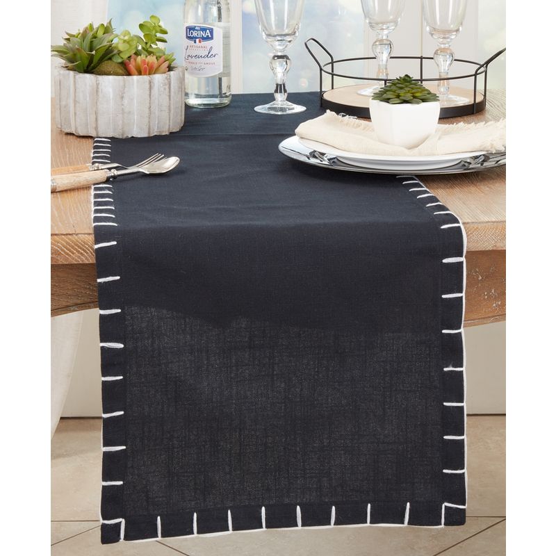 Saro Lifestyle Classic Charm Chunky Whip Stitch Table Runner, 3 of 4