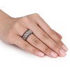EVERLY JEWELRY | Sterling Silver with Black Rhodium 1/7 CT TW Black and White Diamond Vintage Ring - 3 of 4