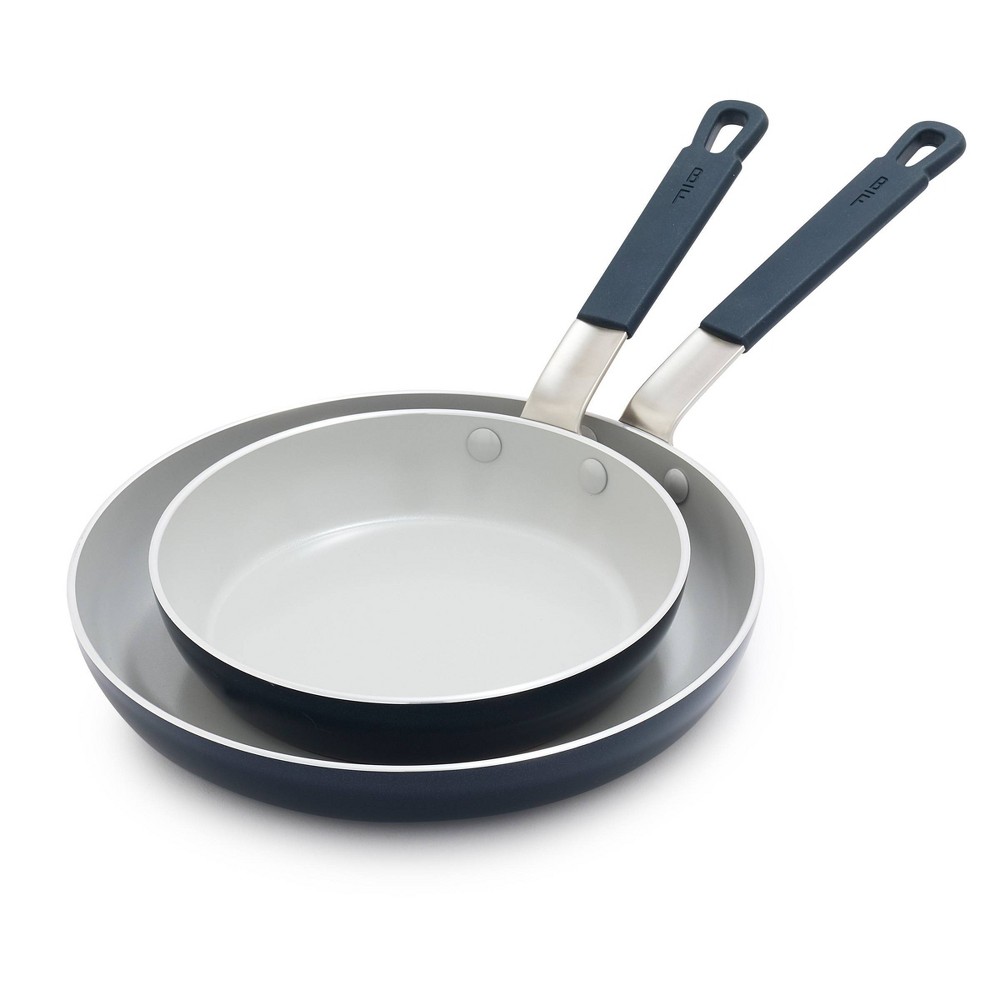 Photos - Bakeware Bobby Flay 2pk  Ceramic Nonstick Aluminum Fry Pan Set Oxford B(8" and 10")