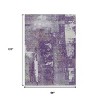 Purple And Ivory Abstract Washable Indoor Outdoor Area Rug - 3 of 4