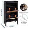 Shoe Storage Cabinet with 2 Flip Drawers, Freestanding Hidden Shoe Rack Organizer, Slim Fluted Shoe Organizer Cabinet for Living Room Bedroom Hallway - 3 of 4