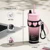 Itopfox 24 oz Insulated Stainless Steel Tumbler with Lid and Straw, Leak Proof Travel Mug, Reusable Thermal Coffee Cup, Gift For Women, Pink - 2 of 4
