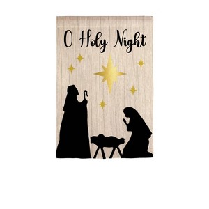 Evergreen Nativity Silhouette Burlap Garden Flag 12 x 18 Inches Indoor Outdoor Decor - 1 of 4