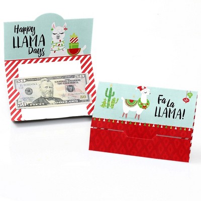 Big Dot of Happiness Fa La Llama - Christmas and Holiday Party Money and Gift Card Holders - Set of 8