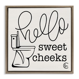 Stupell Industries Hello Sweet Cheeks with Toilet Floating Frame Canvas Art - 1 of 4
