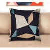 24" Ivory and Blue Geometric Cotton Blend Throw Pillow  With Embroidery - 2 of 4