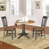 42" Round Dual Drop Leaf Dining Table with 2 Splat Back Chairs - International Concepts: Compact, Pedestal Base - 4 of 4