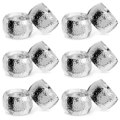 Farmlyn Creek Silver Napkin Rings Holder Set of 12 for Dining Table Wedding Party Place Setting Decor 1.8"