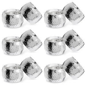 Farmlyn Creek Silver Napkin Rings Holder Set of 12 for Dining Table Wedding Party Place Setting Decor 1.8" - 1 of 4