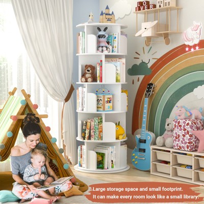 Aheaplus 360° Rotating Bookshelf Tower Revolving Corner Bookcase