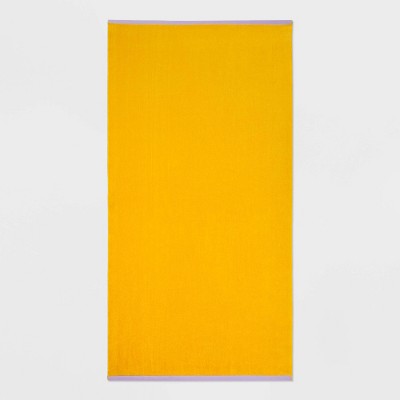 WOW Reversible Beach Towel Yellow - Sun Squad™: Cotton, Lightweight, Quick-Dry, Oeko-Tex Certified