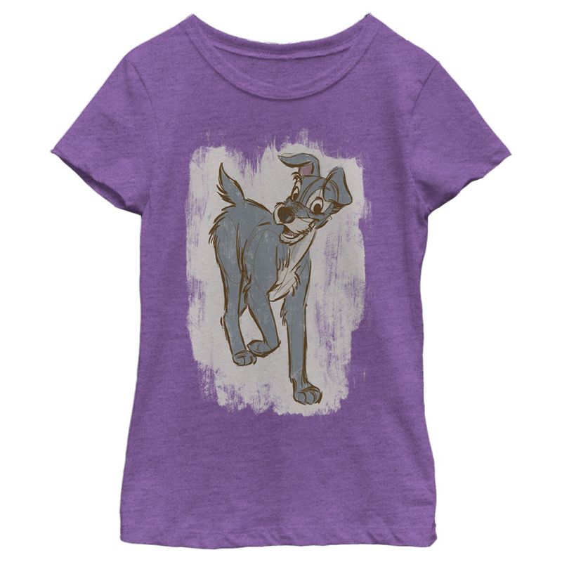 Girl's Lady and the Tramp Retro Sketch Pose T-Shirt, 1 of 5