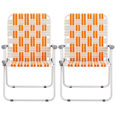 FURNIinspire Outdoor Portable Chair Set of 2 Lightweight for Outdoor Adventures, Orange White, 24.4"*23.6"*36.6"