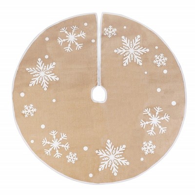 Joiedomi 48" Burlap Snowflake Christmas Tree Skirt : Target