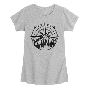 Girls' - Instant Message - Compass Nature Scene Fitted Short Sleeve Graphic T-Shirt - 1 of 4