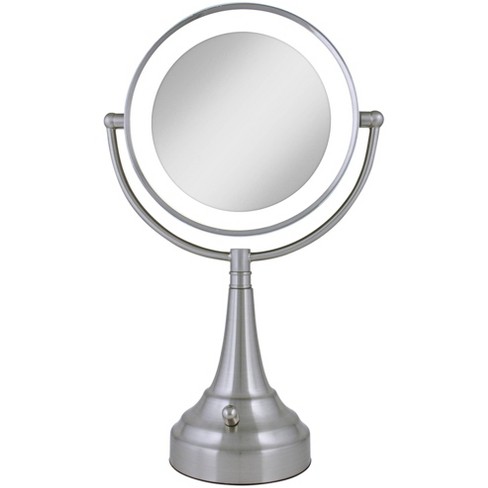 Zadro Satin Nickel Double Sided Round Led Vanity Mirror Target