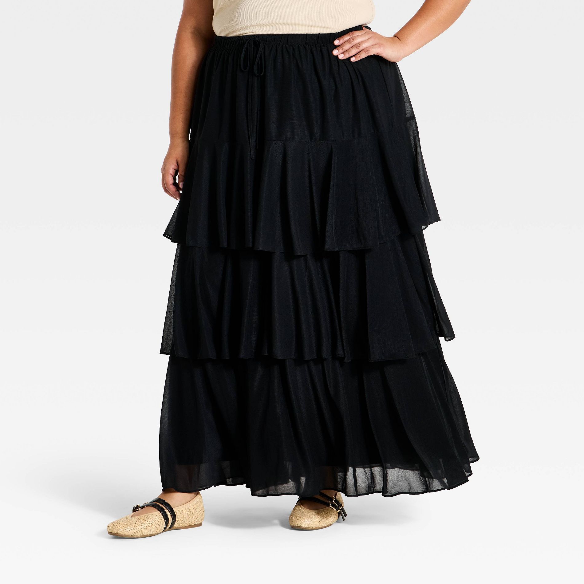 Women's Mesh Maxi Tiered Skirt - Ava & Viv™