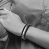 Black Bow Jewelry Stainless Steel Leather & Cotton Multi Strand I.D. Bracelet, 8.25 Inch - 3 of 4