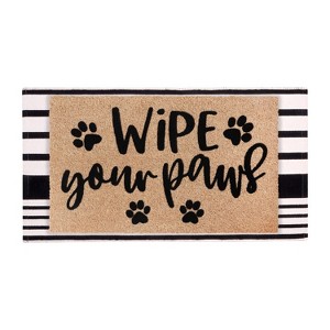A1HC 100% Coir Welcome Mat with Black and White Striped Rug Combo Sets - 1 of 4