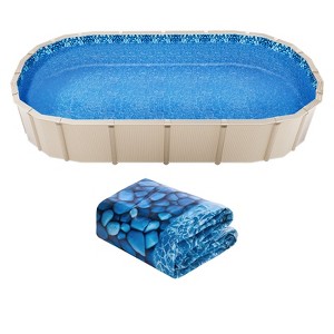 VEVOR 12 x 24 ft Oval Pool Liner, Overlap Style Above Ground Pool Liners, 48-to-54inch Wall Height, Durable Pool Liner, Standard Gauge Vinyl, Blue - 1 of 4