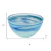 HomeRoots Set of Two 6" Aqua Blue And White Alabaster Glass Round Candy or Nut Bowls - 3 of 4
