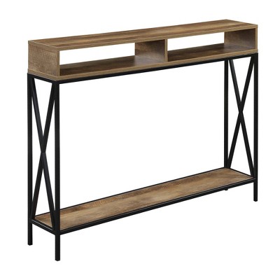 Tucson Deluxe Console Table with Shelf Weathered Barnwood/Black - Breighton Home: Entryway Foyer Sofa Table with Storage