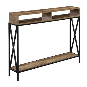 Tucson Deluxe Console Table with Shelf Weathered Barnwood/Black - Breighton Home: Entryway Foyer Sofa Table with Storage - 1 of 4