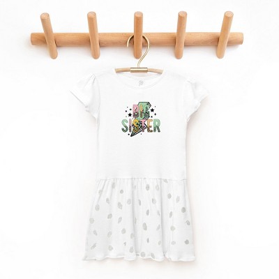 The Juniper Shop Big Sister Lightning Bolt Toddler Graphic Dress