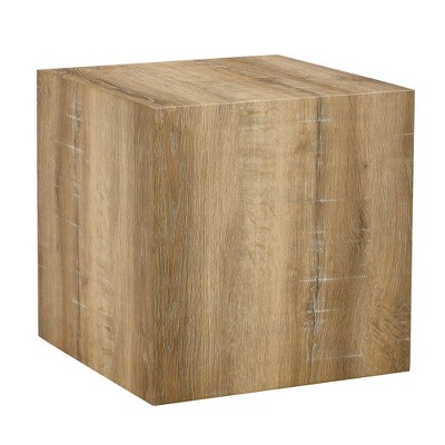 FURNIinspire Coffee Tables Square MDF Coffee Table with Minimalist Design and Natural Light Wood Texture for Living Room, Brown, 15.7"*15.7"*15.7"