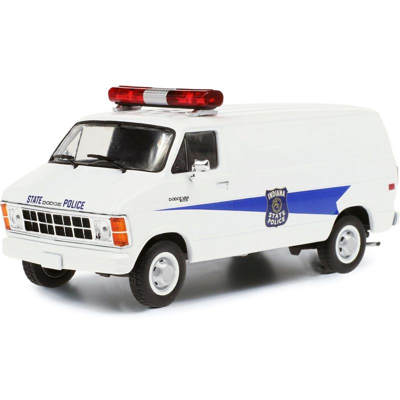 1980 Dodge Ram B250 Van White "Indiana State Police" 1/43 Diecast Model by Greenlight, 2 of 4
