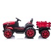 12V Kids Ride On Tractor with Trailer, Electric Farm Vehicle with Remote Control, Dual Motors, LED Lights, Music & Engine Sounds, for Ages 3-7 - 3 of 4