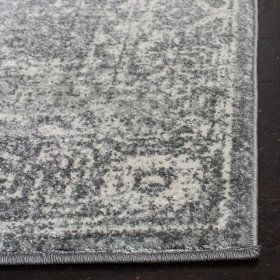 Grey and Ivory High Pile Synthetic Rectangular Rug 4' x 6'