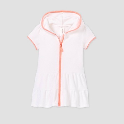 Toddler Girls Zip Up Hooded Terry Cover Up Cat Jack White Target